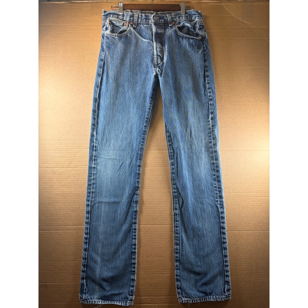 Levi's 501 Original Fit Jeans Mens W32 L33 Blue Medium Wash Straight Leg Denim